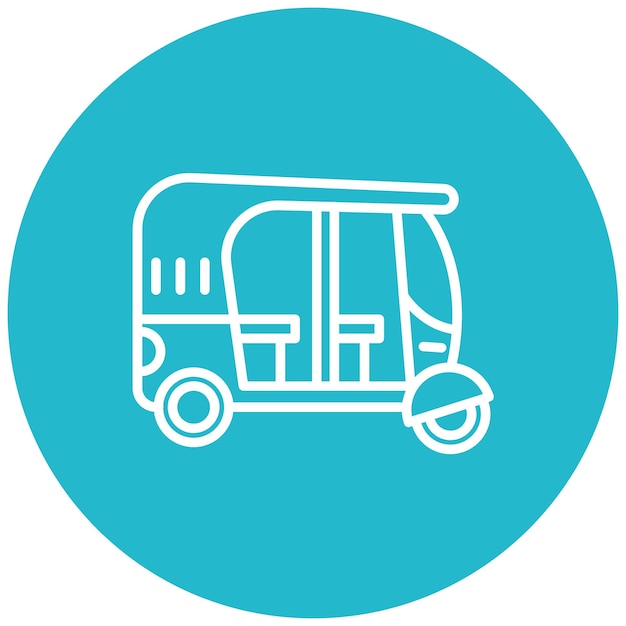 El icono vectorial de auto rickshaw se puede usar para el iconset de Carnaval