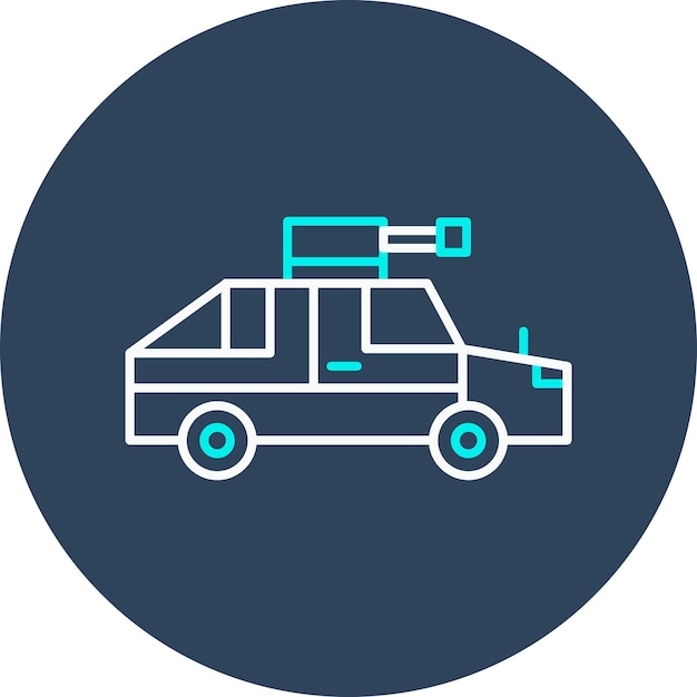 El icono vectorial de automóviles del ejército se puede usar para el conjunto de iconos militares