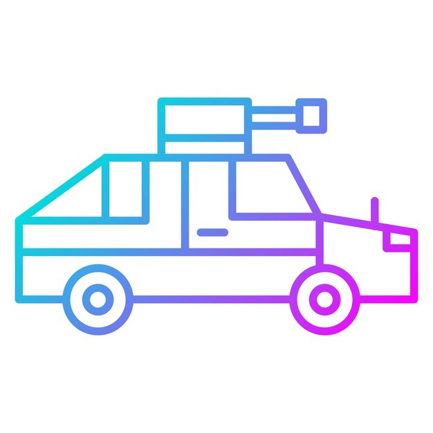El icono vectorial de automóviles del ejército se puede usar para el conjunto de iconos militares