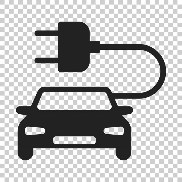 Icono vectorial de automóviles eléctricos en estilo plano Ilustración de automóviles electrónicos en un fondo transparente aislado Concepto de sedán de automóviles ecológicos
