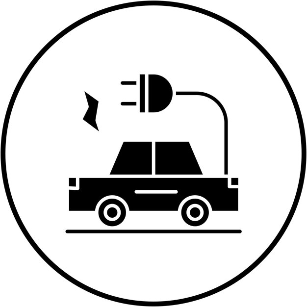 El icono vectorial de automóviles eléctricos se puede utilizar para el conjunto de iconos de energía nuclear