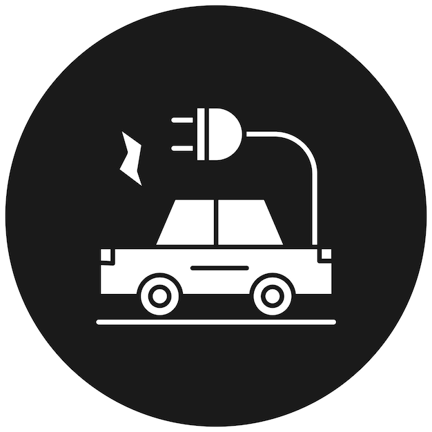 El icono vectorial de automóviles eléctricos se puede utilizar para el conjunto de iconos de energía nuclear