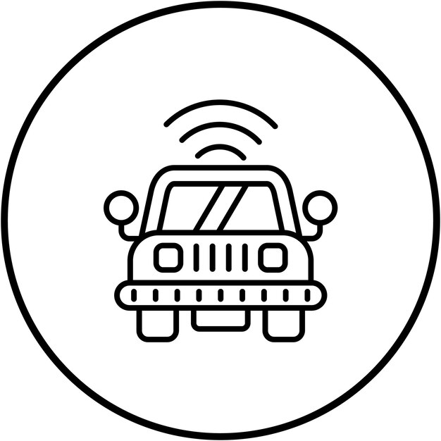 El icono vectorial de automóviles inteligentes se puede usar para el conjunto de iconos de Internet de las Cosas