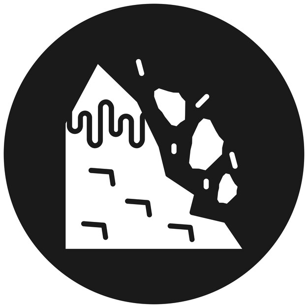 El icono vectorial de la avalancha de nieve se puede usar para el conjunto de iconos de desastres naturales