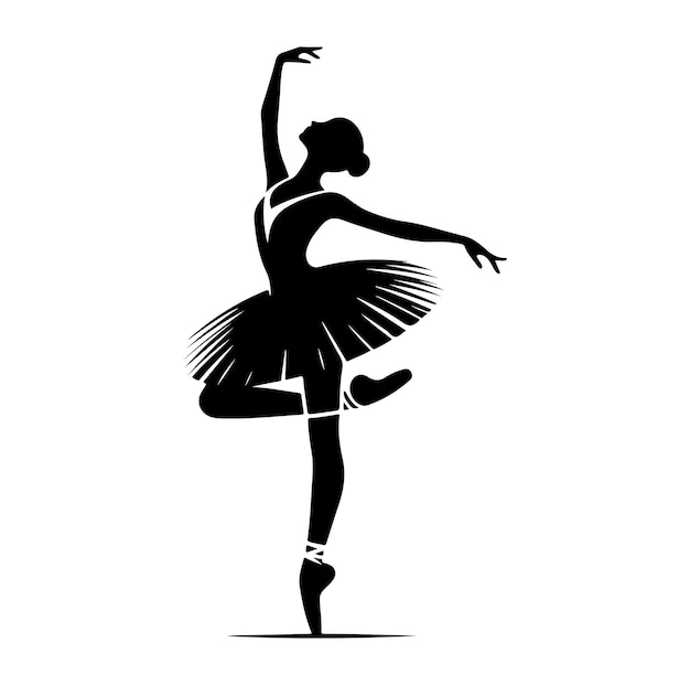 Icono vectorial de bailarina mínima en diseño de ilustración vectorial en silueta de estilo plano