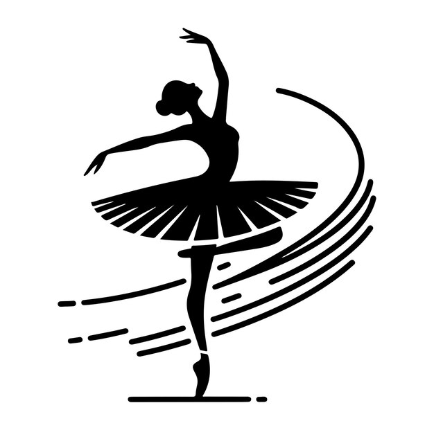 Icono vectorial de bailarina mínima en diseño de ilustración vectorial en silueta de estilo plano