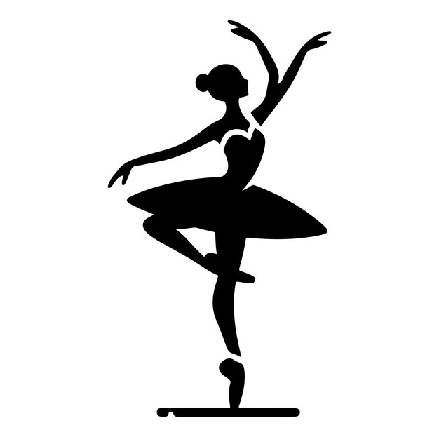 Ícono vectorial de bailarina mínima en ilustración vectorial en silueta de estilo plano sobre fondo blanco