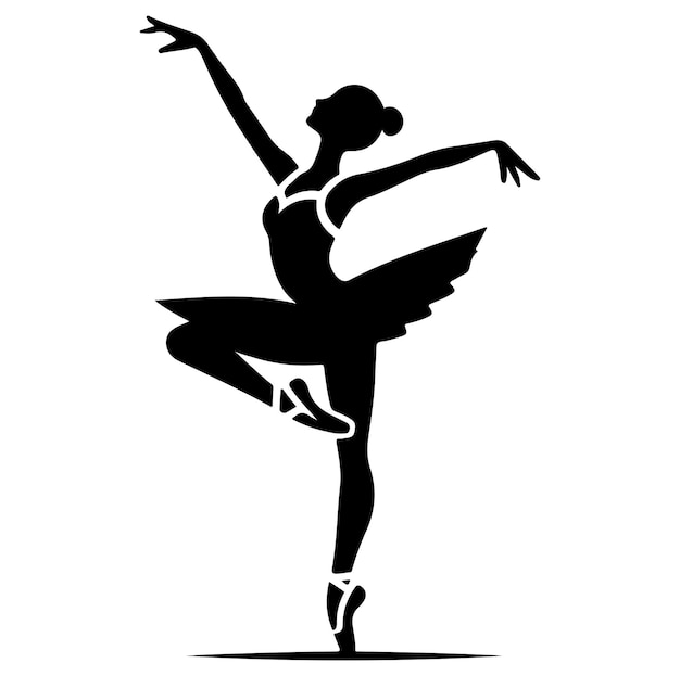 Ícono vectorial de bailarina mínima en ilustración vectorial en silueta de estilo plano sobre fondo blanco