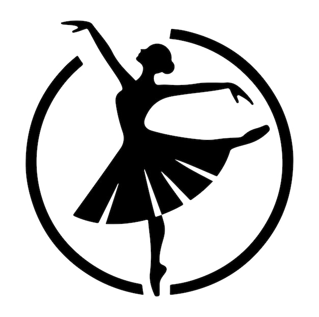 Ícono vectorial de bailarina mínima en ilustración vectorial en silueta de estilo plano sobre fondo blanco