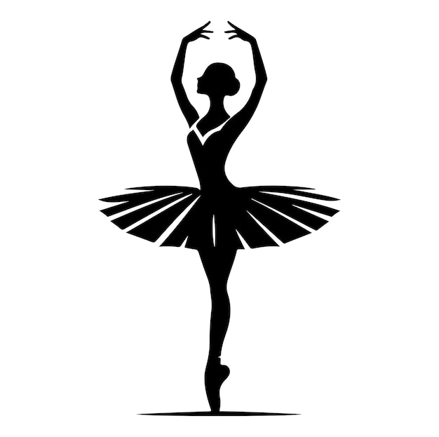 Ícono vectorial de bailarina mínima en ilustración vectorial en silueta de estilo plano sobre fondo blanco