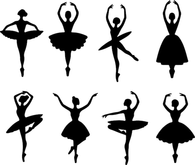 Vector icono vectorial de baile de bailarina en estilo plano silueta de color negro fondo blanco 47