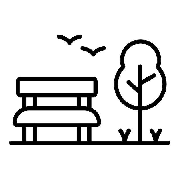 El icono vectorial del banco del parque se puede utilizar para el conjunto de iconos de senderismo