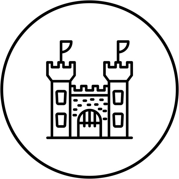El icono vectorial de la bandera del castillo se puede usar para el conjunto de iconos medievales