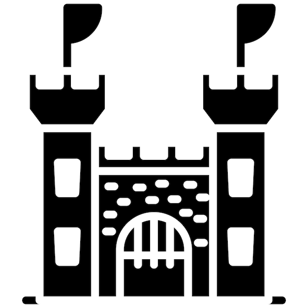 El icono vectorial de la bandera del castillo se puede usar para el conjunto de iconos medievales