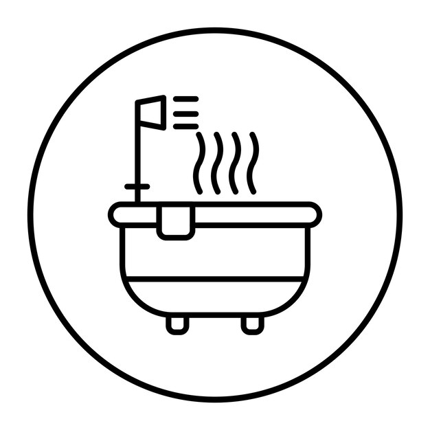 El icono vectorial de la bañera de agua caliente se puede usar para el conjunto de iconos del spa