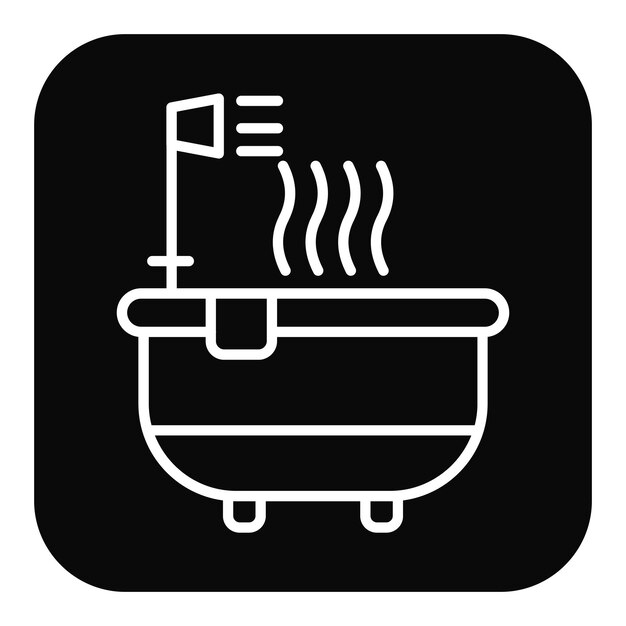 El icono vectorial de la bañera de agua caliente se puede usar para el conjunto de iconos del spa