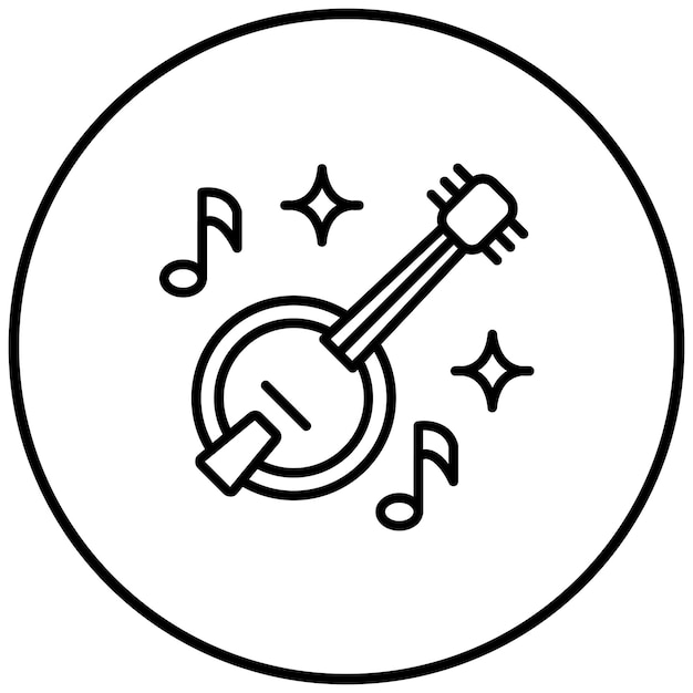 El icono vectorial de Banjo se puede usar para el conjunto de iconos de instrumentos