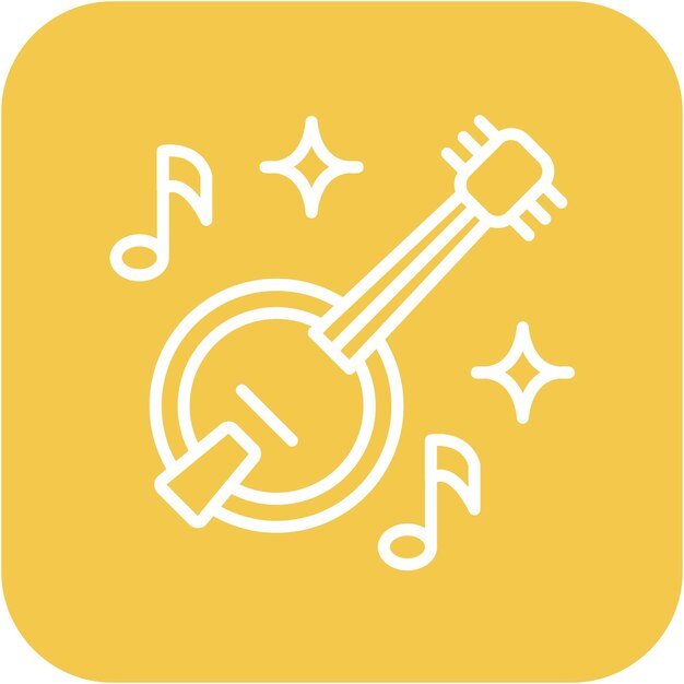 Vector el icono vectorial de banjo se puede usar para el conjunto de iconos de instrumentos