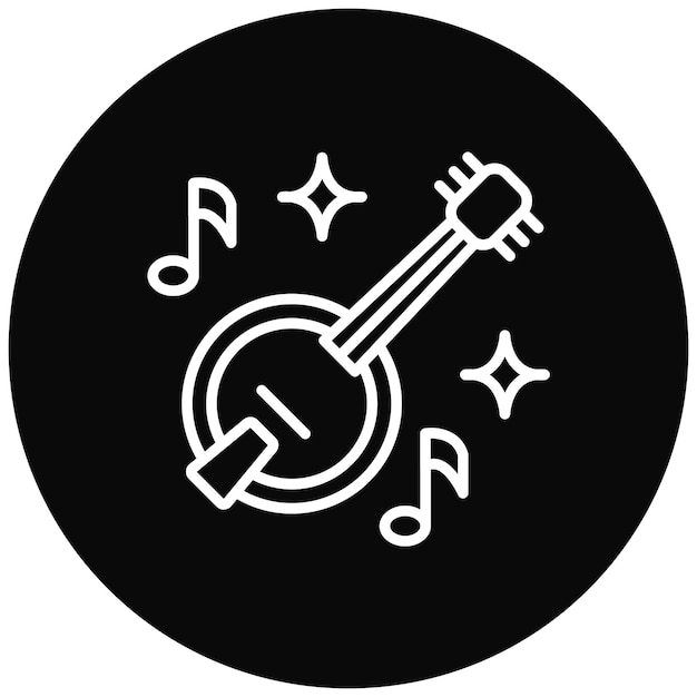 El icono vectorial de Banjo se puede usar para el conjunto de iconos de instrumentos