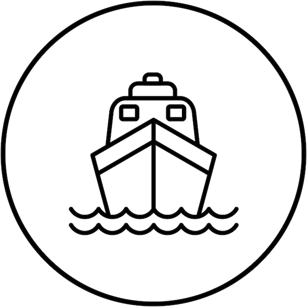 El icono vectorial del barco se puede utilizar para el conjunto de iconos de la línea costera