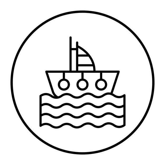 El icono vectorial del barco se puede utilizar para el conjunto de iconos de vacaciones y turismo