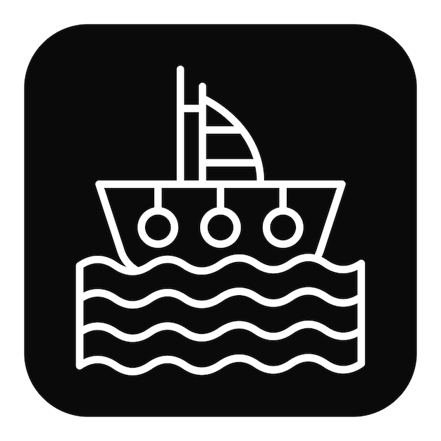 El icono vectorial del barco se puede utilizar para el conjunto de iconos de vacaciones y turismo