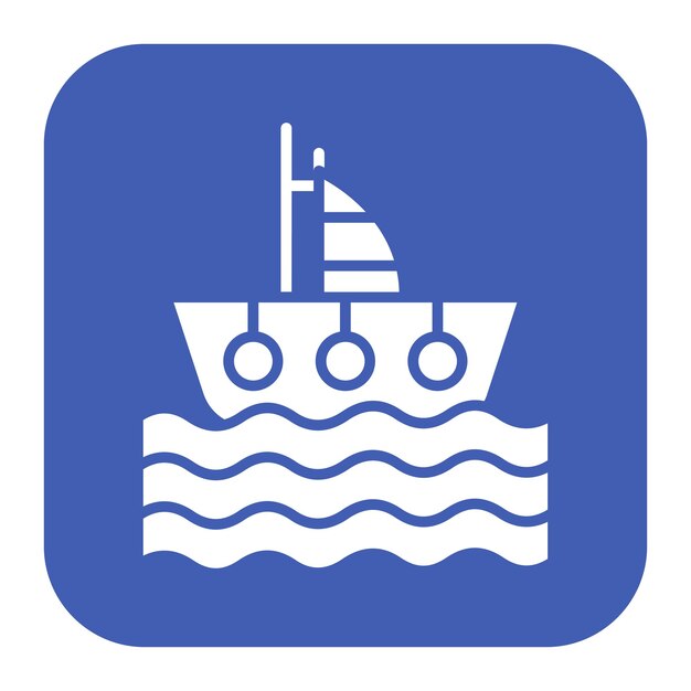 El icono vectorial del barco se puede utilizar para el conjunto de iconos de vacaciones y turismo