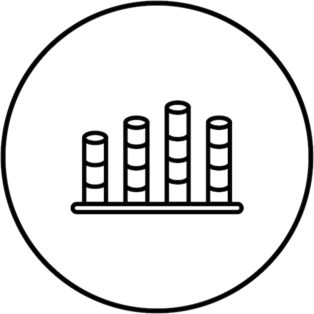 El icono vectorial de barras cilíndricas se puede utilizar para el conjunto de iconos de infografías