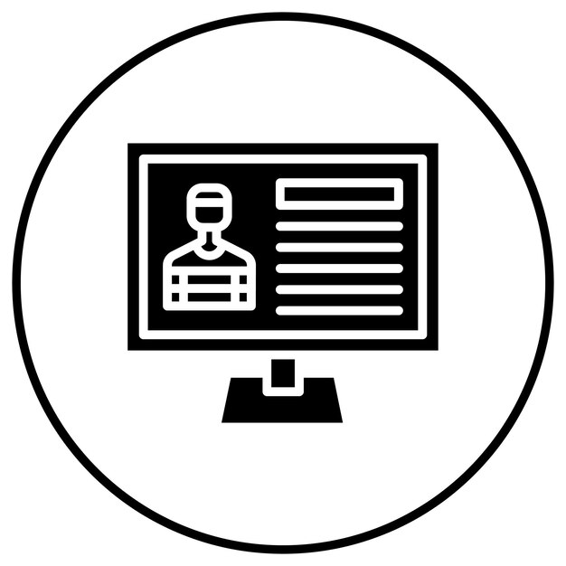 El icono vectorial de la base de datos criminal se puede usar para el conjunto de iconos de Crimen y Ley