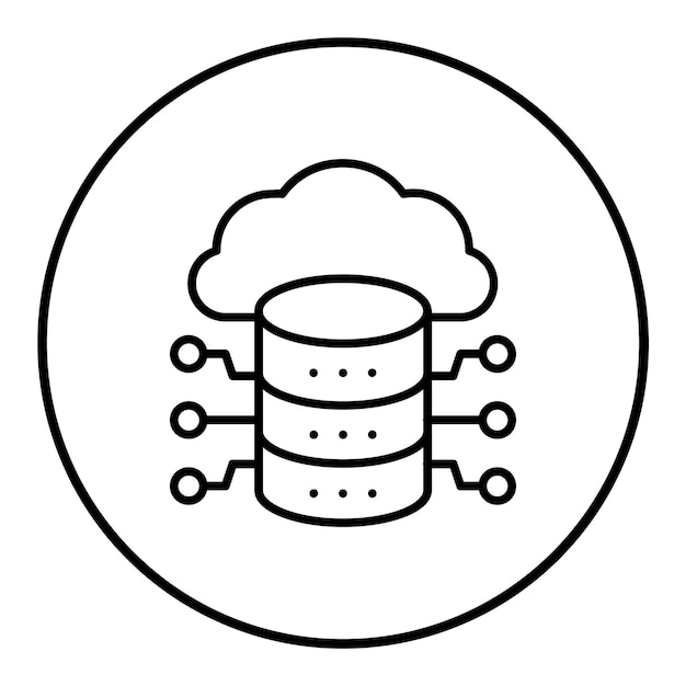 El icono vectorial de la base de datos en la nube se puede utilizar para el conjunto de iconos de alojamiento web