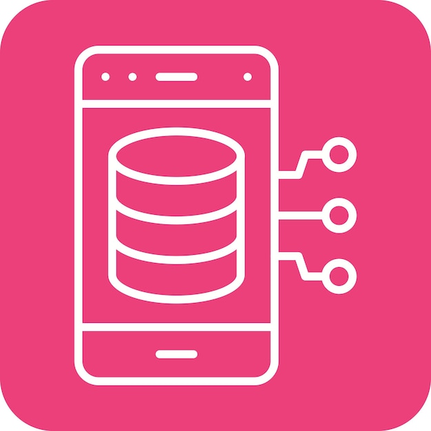 El icono vectorial de la base de datos del teléfono inteligente se puede utilizar para el conjunto de iconos de alojamiento web