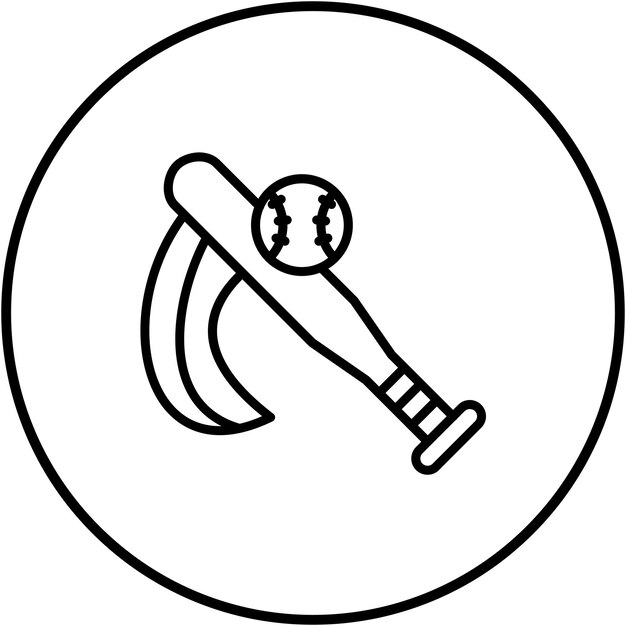 El icono vectorial del bate de béisbol se puede usar para el conjunto de iconos de diversión al aire libre