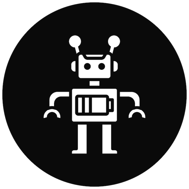El icono vectorial de la batería del robot se puede usar para el conjunto de iconos de ciencia ficción