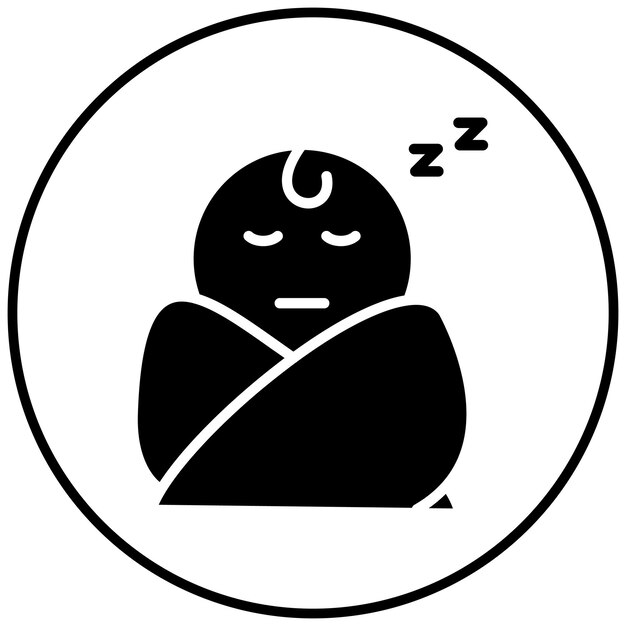 El icono vectorial del bebé durmiente se puede usar para el conjunto de iconos de la ducha del bebé