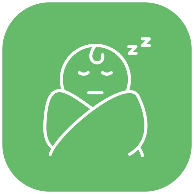 El icono vectorial del bebé durmiente se puede usar para el conjunto de iconos de la ducha del bebé