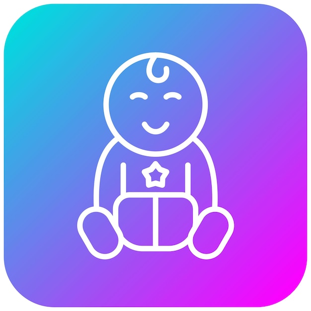 El icono vectorial del bebé sonriente se puede usar para el conjunto de iconos de la ducha de bebé