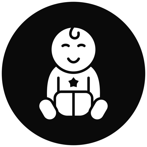 El icono vectorial del bebé sonriente se puede usar para el conjunto de iconos de la ducha de bebé