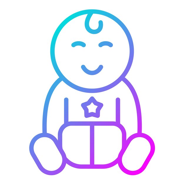 El icono vectorial del bebé sonriente se puede usar para el conjunto de iconos de la ducha de bebé