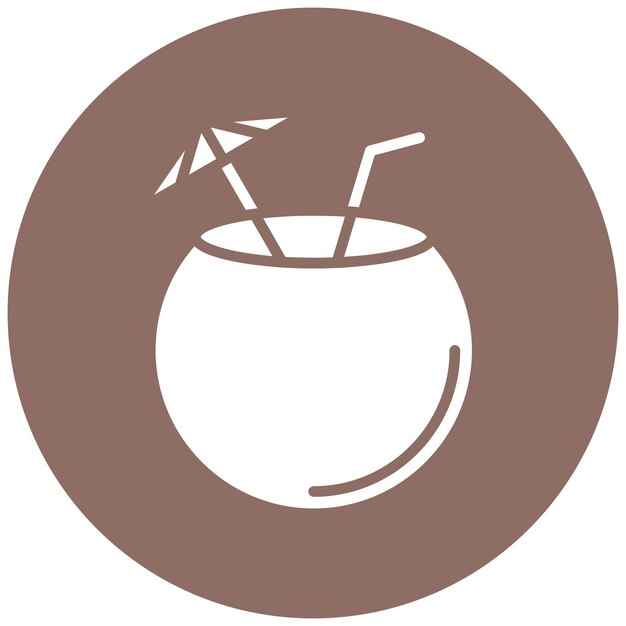 El icono vectorial de la bebida de coco se puede utilizar para el conjunto de iconos de bebidas