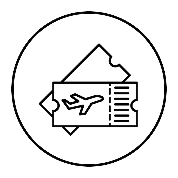 El icono vectorial del billete se puede utilizar para el conjunto de iconos de la agencia de viajes