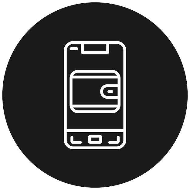El icono vectorial de la billetera móvil se puede utilizar para el conjunto de iconos de aplicaciones móviles