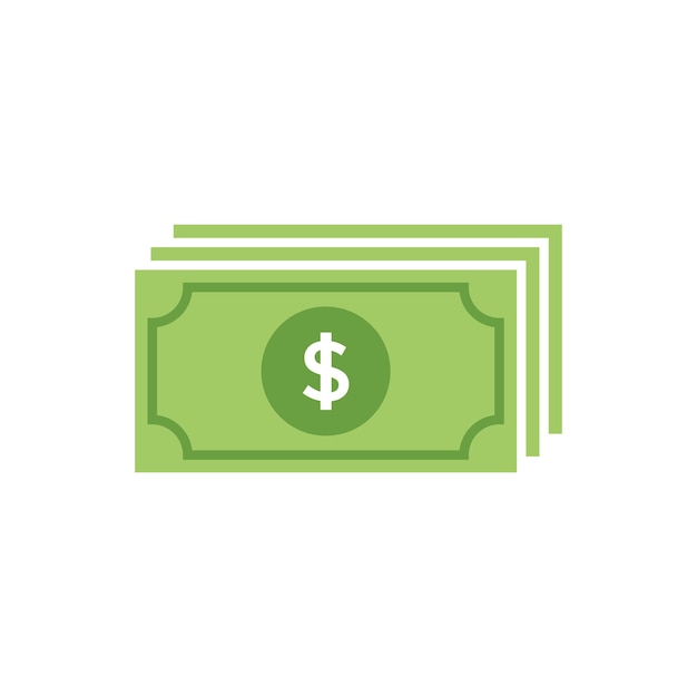 Icono vectorial de billetes de dinero Bill dinero aislado sobre fondo blanco