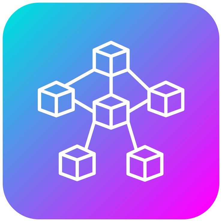Vector el icono vectorial de blockchain se puede usar para el conjunto de iconos de tecnología