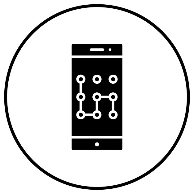 El icono vectorial de bloqueo de patrón móvil se puede utilizar para el conjunto de iconos de protección y seguridad