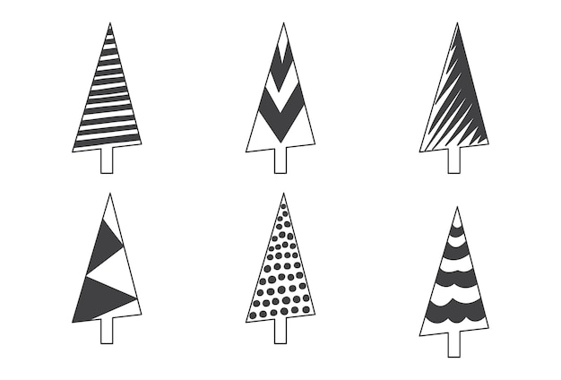 Icono vectorial de boceto de árbol de navidad xmas doodle diseño dibujado a mano año nuevo abeto y pino fiesta moderna