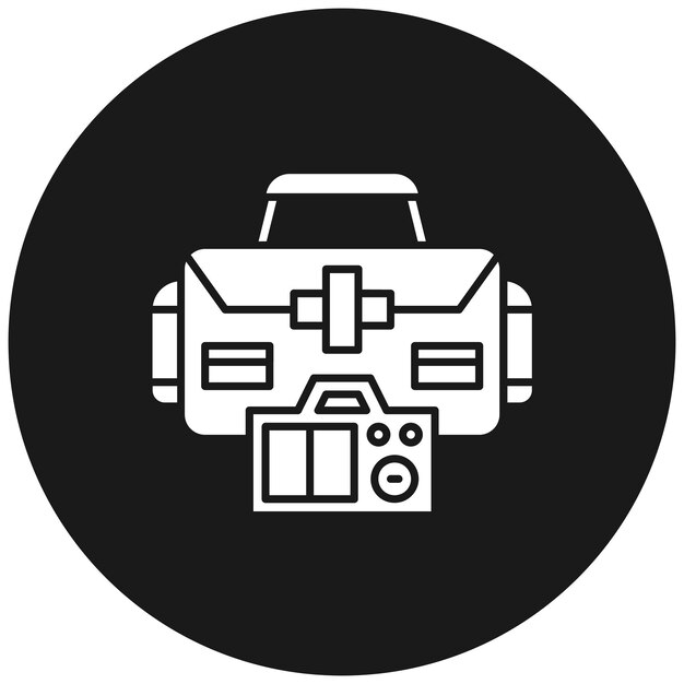 El icono vectorial de la bolsa de la cámara se puede utilizar para el conjunto de iconos de fotografía