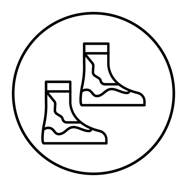El icono vectorial de botas de buceo se puede utilizar para el conjunto de iconos de vacaciones y turismo