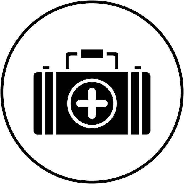 El icono vectorial del botiquín de primeros auxilios se puede utilizar para el conjunto de iconos de los servicios de emergencia