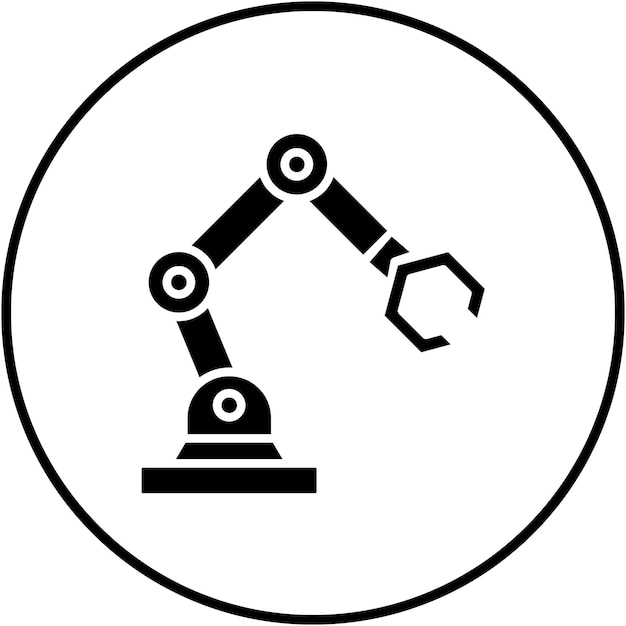 El icono vectorial del brazo del robot se puede utilizar para el conjunto de iconos de procesos industriales