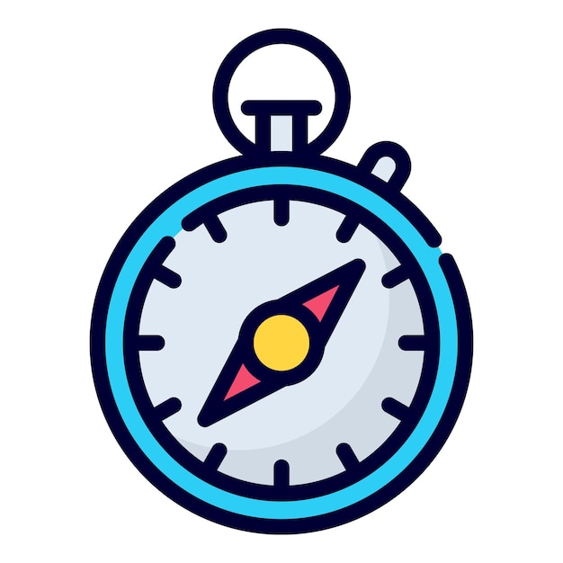 icono vectorial de brújula estilo de contorno coloreado para Web y Mobile